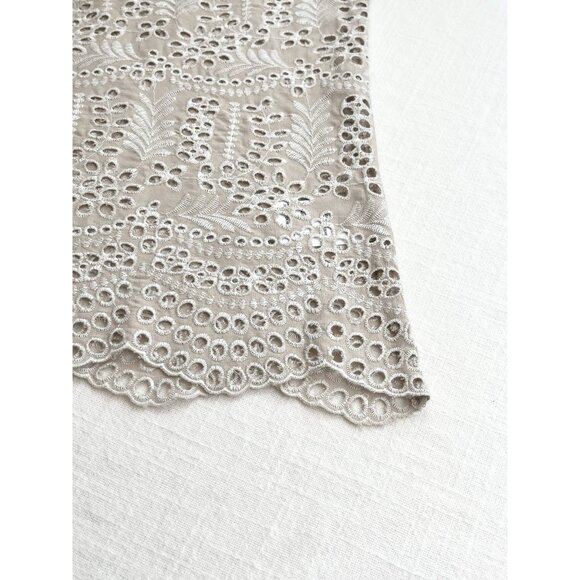 Tribal Jeans Women’s Embroidered Eyelet Blouse Size‎ M  Feminine Summer Oatmeal - Picture 5 of 8